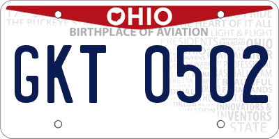 OH license plate GKT0502