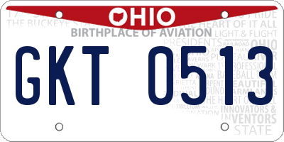 OH license plate GKT0513