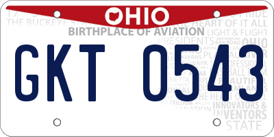 OH license plate GKT0543