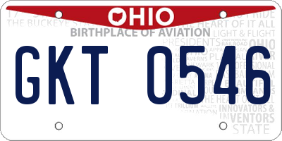 OH license plate GKT0546