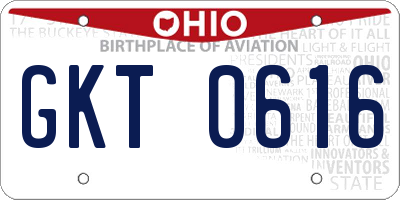 OH license plate GKT0616