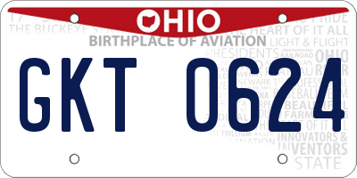 OH license plate GKT0624