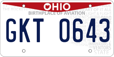 OH license plate GKT0643