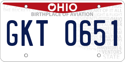 OH license plate GKT0651