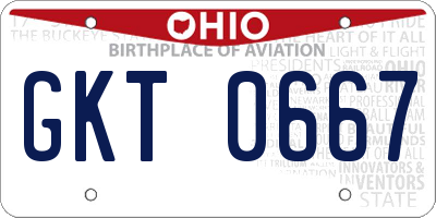 OH license plate GKT0667