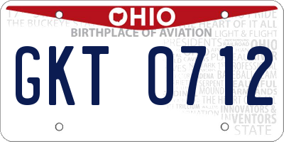 OH license plate GKT0712