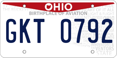 OH license plate GKT0792