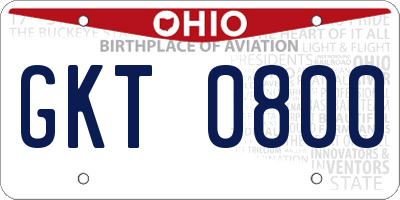 OH license plate GKT0800