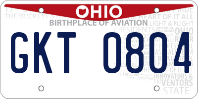 OH license plate GKT0804
