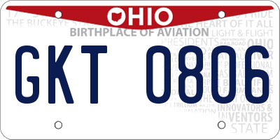 OH license plate GKT0806