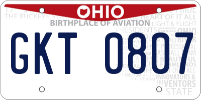 OH license plate GKT0807