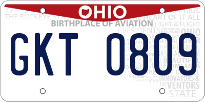OH license plate GKT0809