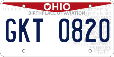 OH license plate GKT0820