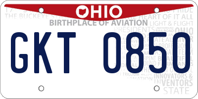OH license plate GKT0850