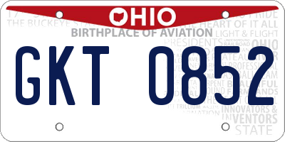 OH license plate GKT0852
