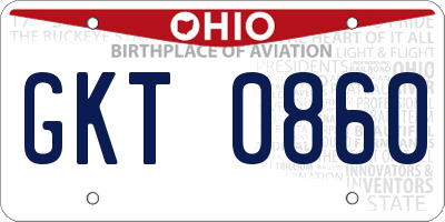 OH license plate GKT0860
