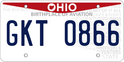 OH license plate GKT0866