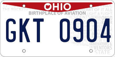 OH license plate GKT0904