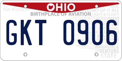 OH license plate GKT0906