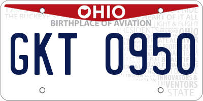 OH license plate GKT0950