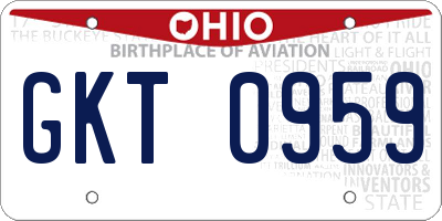 OH license plate GKT0959