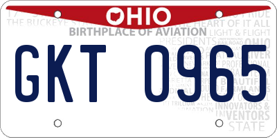OH license plate GKT0965