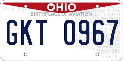 OH license plate GKT0967