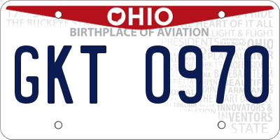 OH license plate GKT0970