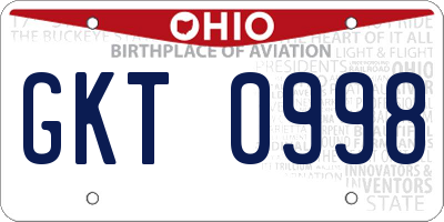 OH license plate GKT0998