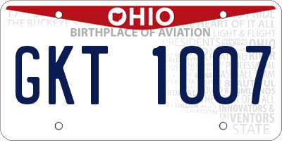 OH license plate GKT1007