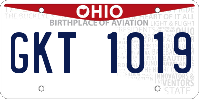 OH license plate GKT1019