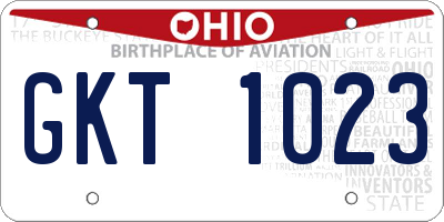 OH license plate GKT1023