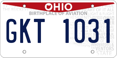 OH license plate GKT1031