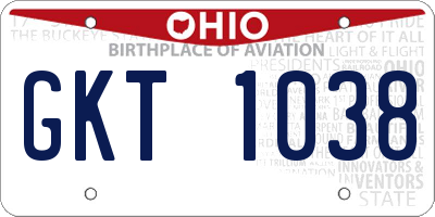 OH license plate GKT1038