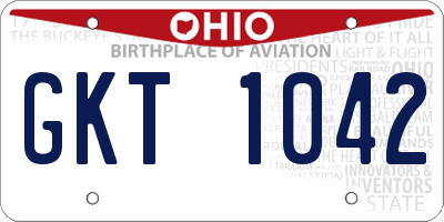 OH license plate GKT1042