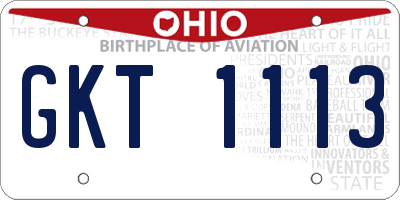 OH license plate GKT1113