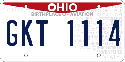 OH license plate GKT1114