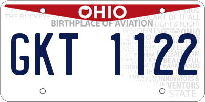 OH license plate GKT1122