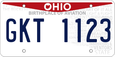 OH license plate GKT1123