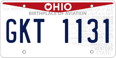 OH license plate GKT1131