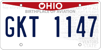 OH license plate GKT1147