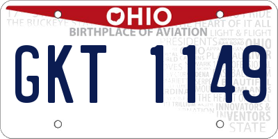 OH license plate GKT1149
