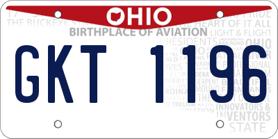 OH license plate GKT1196