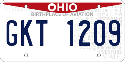 OH license plate GKT1209