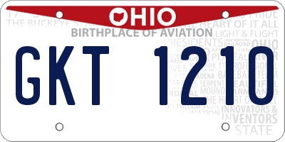 OH license plate GKT1210