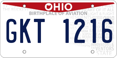 OH license plate GKT1216