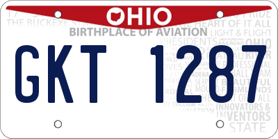 OH license plate GKT1287