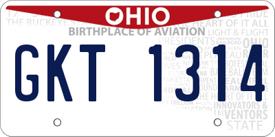 OH license plate GKT1314