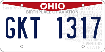 OH license plate GKT1317