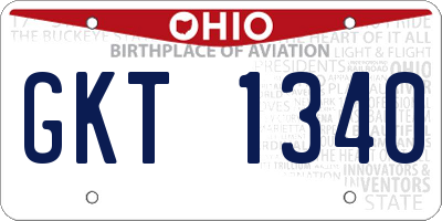 OH license plate GKT1340